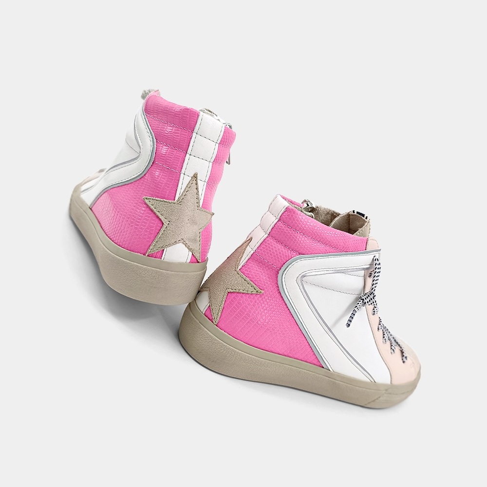 ShuShop Pink and White High-Top Sneakers